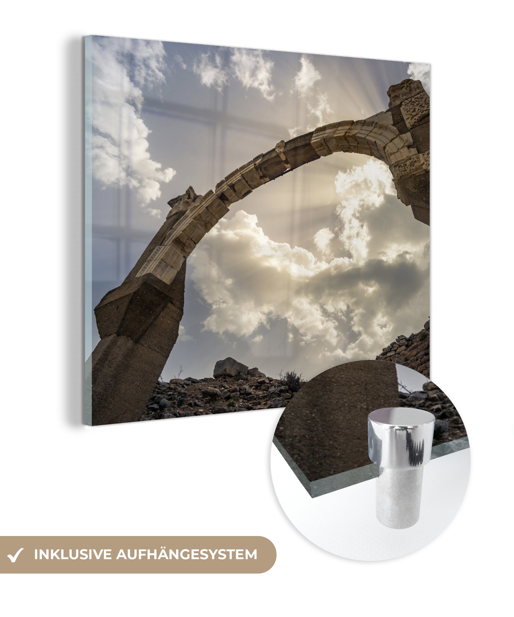 MuchoWow Acrylglasbild Ein Steinbogen in der römischen Stadt Ephesus in der Türkei, (1 St), Glasbilder - Bilder auf Glas Wandbild - Foto auf Glas - Wanddekoration