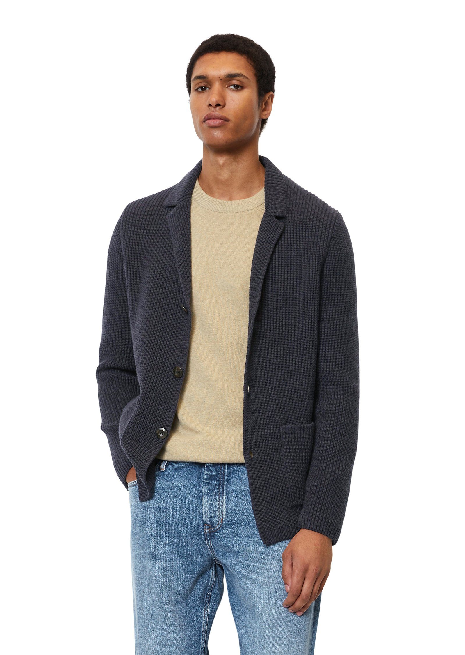 Marc O'Polo Cardigan aus Bio-Baumwolle-Mix und Schurwolle, Mix aus  Bio-Baumwolle, Schurwolle und Polyamid