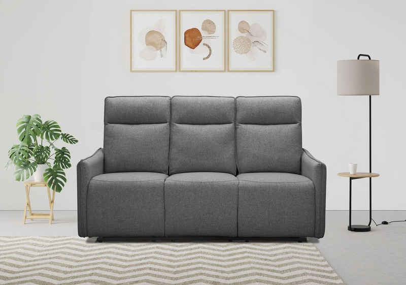 Dorel Home 3-Sitzer Lugo, Kinosofa mit Reclinerfunktion in Kunstleder und Webstoff, mit manueller Relaxfunktion in 2 Sitzen