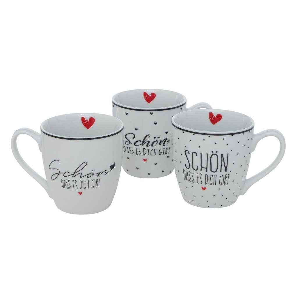 BOLTZE GRUPPE GmbH Dekobecher Jumbobecher Kaffeetassen "Schön dass es dich gibt" 480 ml 3er Set