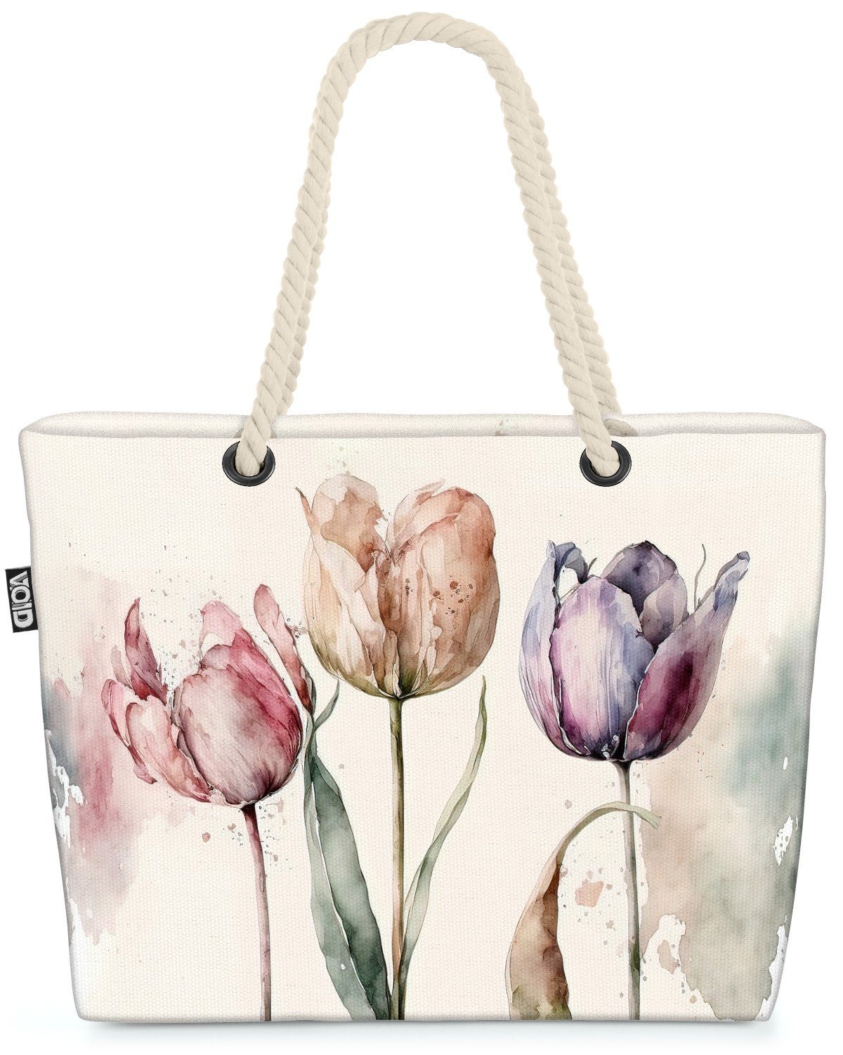 blumen frühling Strandtasche Malerei blumenstrau Tulpen sommer (1-tlg), Blumenstrauß Blumen VOID