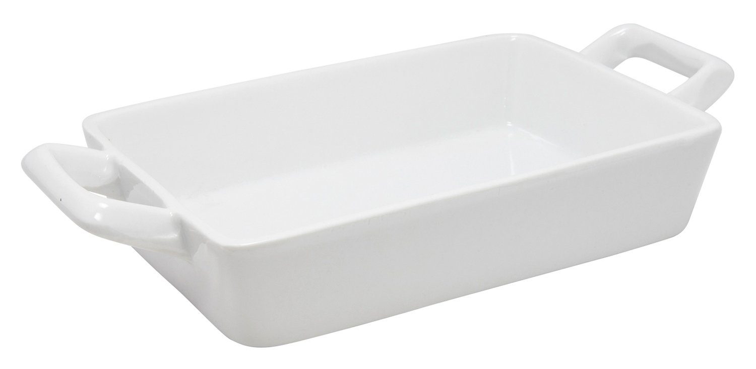 Auflaufform BURANA, 21 x 11 cm, Weiß, mit Seitengriffen, Porzellan, (1-St), Backofengeeignet, Mikrowellengeeignet, Spülmaschinengeeignet