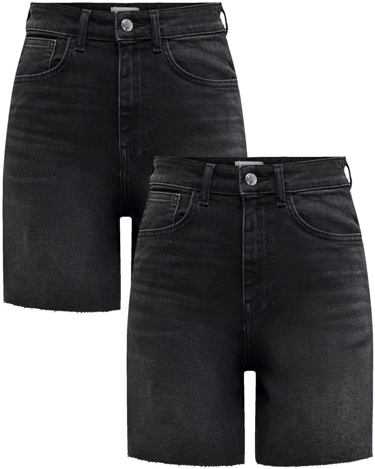 ONLY Jeansshorts (Spar Set) Mid Waist Шорты schwarz im Doppelpack