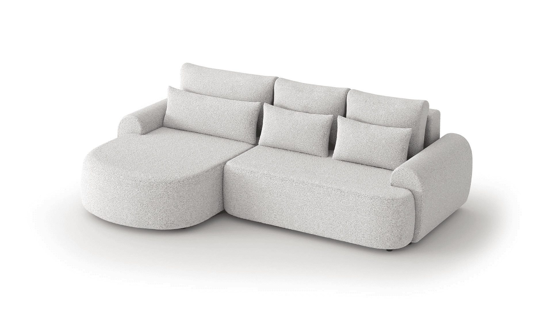 MOEBLO Ecksofa AVENZO, Rundsofa, Schlaffunktion und modernes Design Polster mit Rundungen, Ottoman wahlweise links- oder rechtsseitig montierbar, Eckcouch Wohnlandschaft Sofa mit Ottomane Eckgarnitur Polsterecke, -(BxHxT):266x87x170 cm