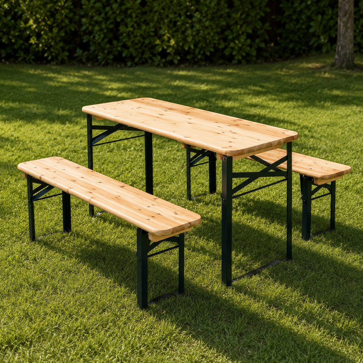 HAGO Garten-Kindersitzgruppe Kindersitzgruppe Gartenbank Klappbank Bierzeltgarnitur Holz, (3-tlg), Klappbar