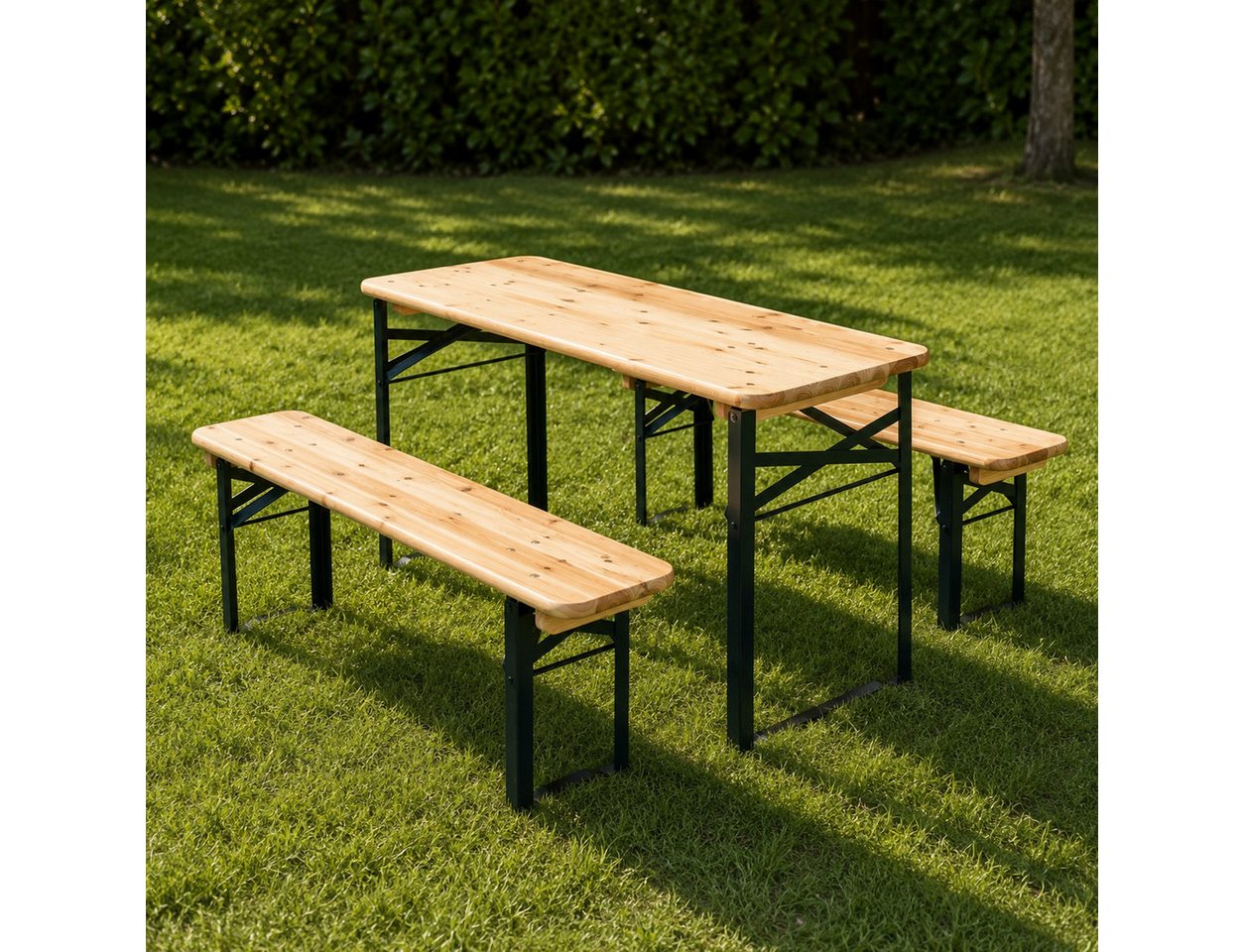 HAGO Garten-Kindersitzgruppe Kindersitzgruppe Gartenbank Klappbank Bierzeltgarnitur Holz, (3-tlg), Klappbar