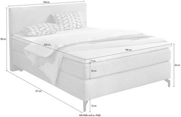 INOSIGN Boxspringbett Alinas erhältlich in den Breiten 90,140 & 180cm, mit Topper und Zierkissen, unterschiedliche Farbvarianten