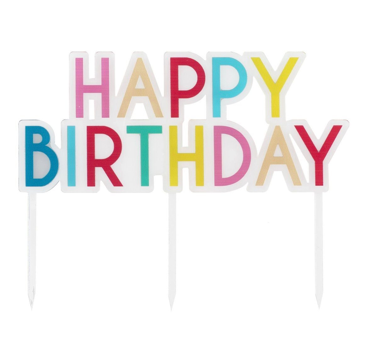 Ginger Ray Dekofigur Happy Birthday Cake Buchstaben Topper (1 St), Mottoparty Geburtstag Tortenaufsatz bunte
