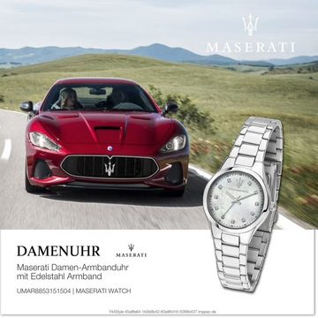 MASERATI Quarzuhr Maserati Damenuhr Attrazione Analog, Damenuhr rund, klein (ca. 30mm) Edelstahlarmband, Made-In Italy