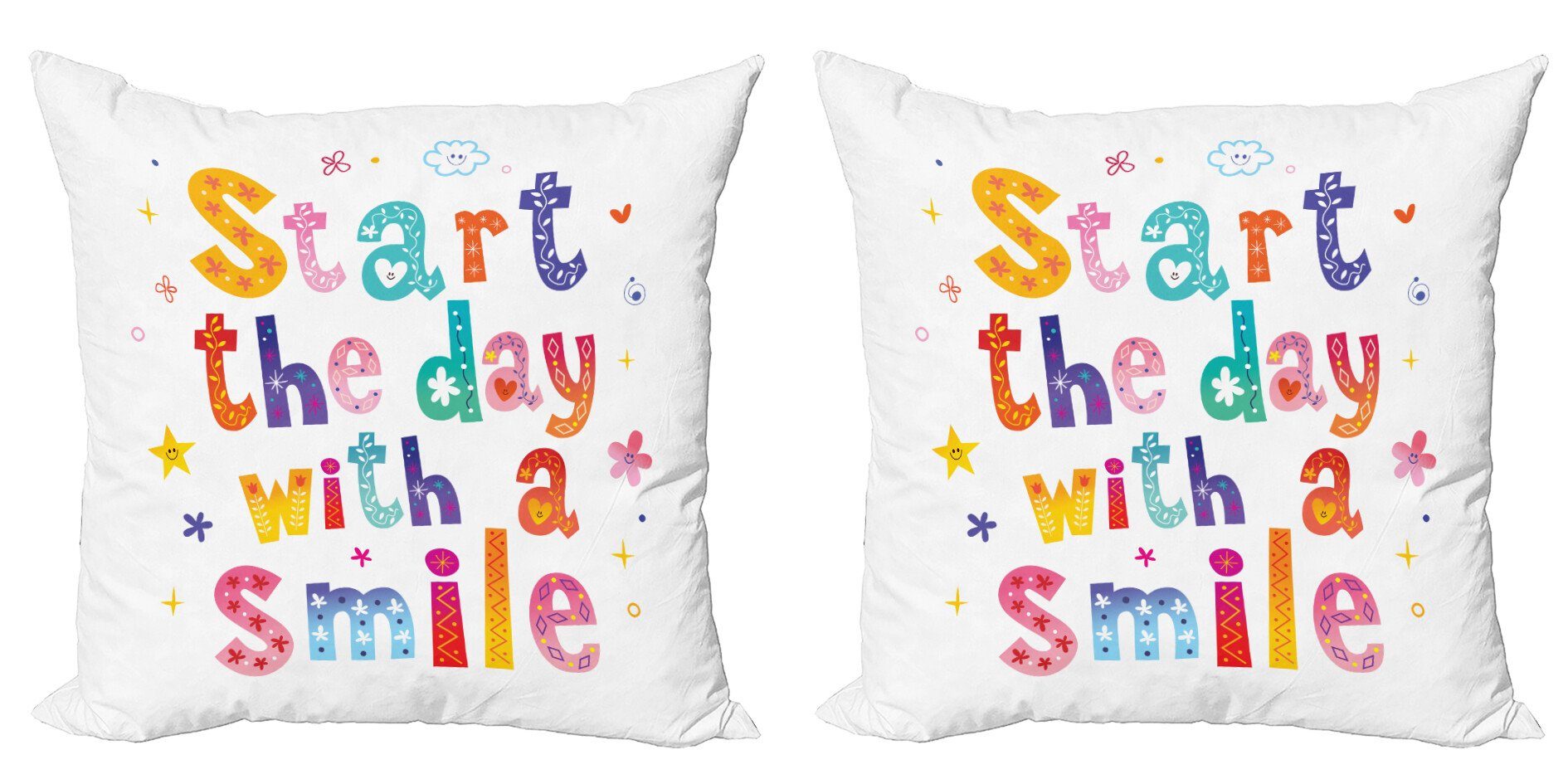Kissenbezüge Modern Accent Doppelseitiger Digitaldruck, Abakuhaus (2 Stück), Lächeln Starten Sie den Tag mit einem Lächeln