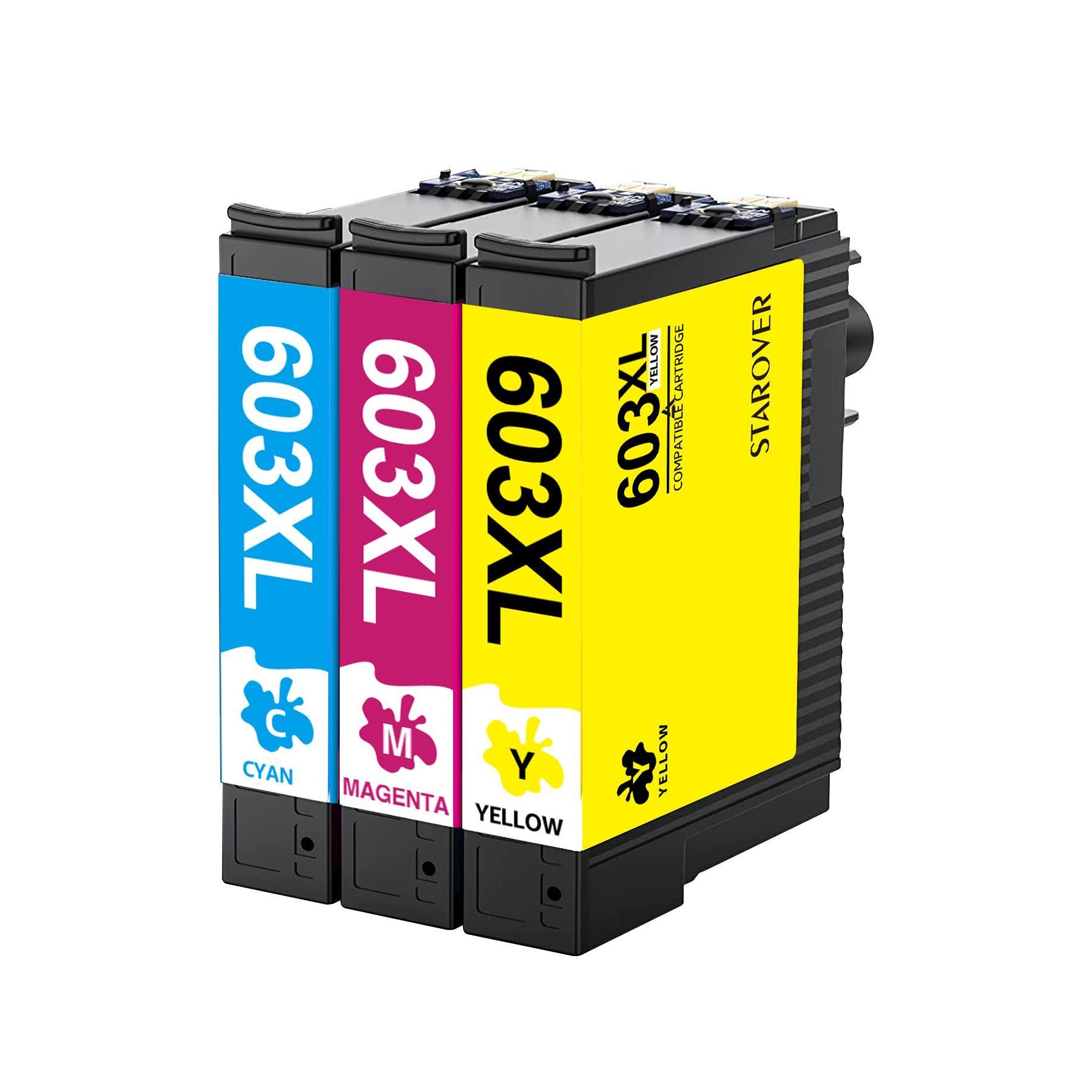 STAROVER Epson 603XL Druckerpatronen 603 XL Tintenpatrone (XP-2100, XP-2105, XP-2150, XP-2155, XP-3100, XP-3105, XP-3150, XP-3155, XP-4100, XP-4105, XP-4150, XP-4155, 3-tlg., WorkForce WF-2810 WF-2820 WF-2830)