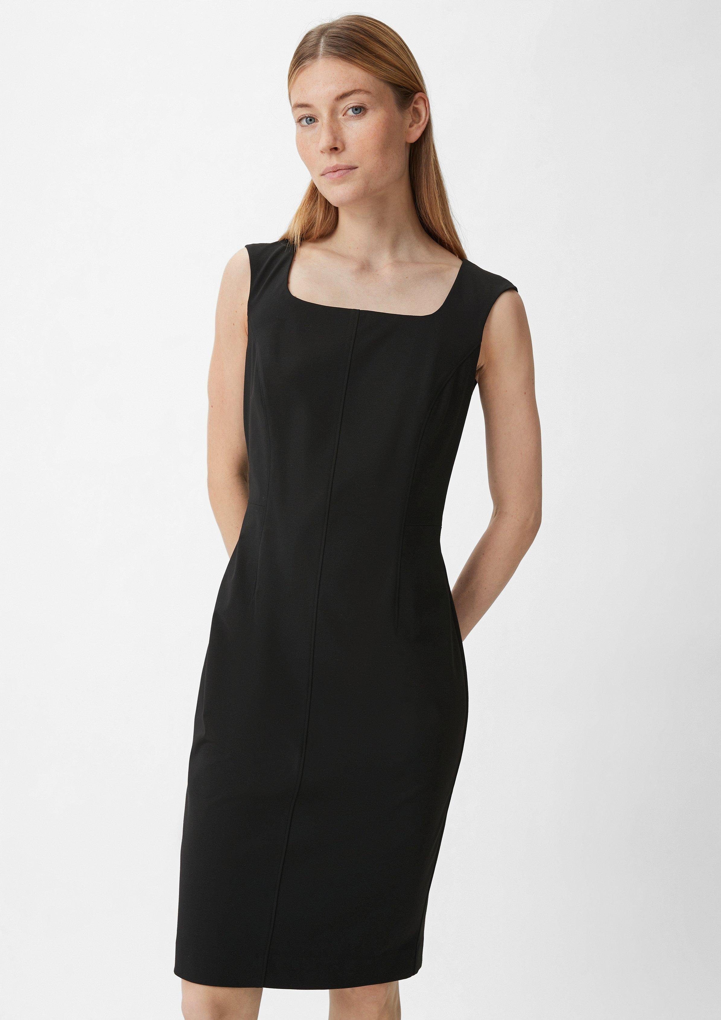 schwarz Kleid Comma Viskosemix aus Minikleid Ziernaht