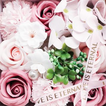 Kunstblumenstrauß Seifenblumen Geschenkbox, Rosenbox Seifenblume Seife Rose Blume Romantisches Rosenseifenblume Geschenkbox für sie am Muttertag Jahrestag Valentinstag Weihnachten, Fivejoy, dekorative Box für DIY-Hochzeit, für Mutter, Geschenk zum Lehrertag
