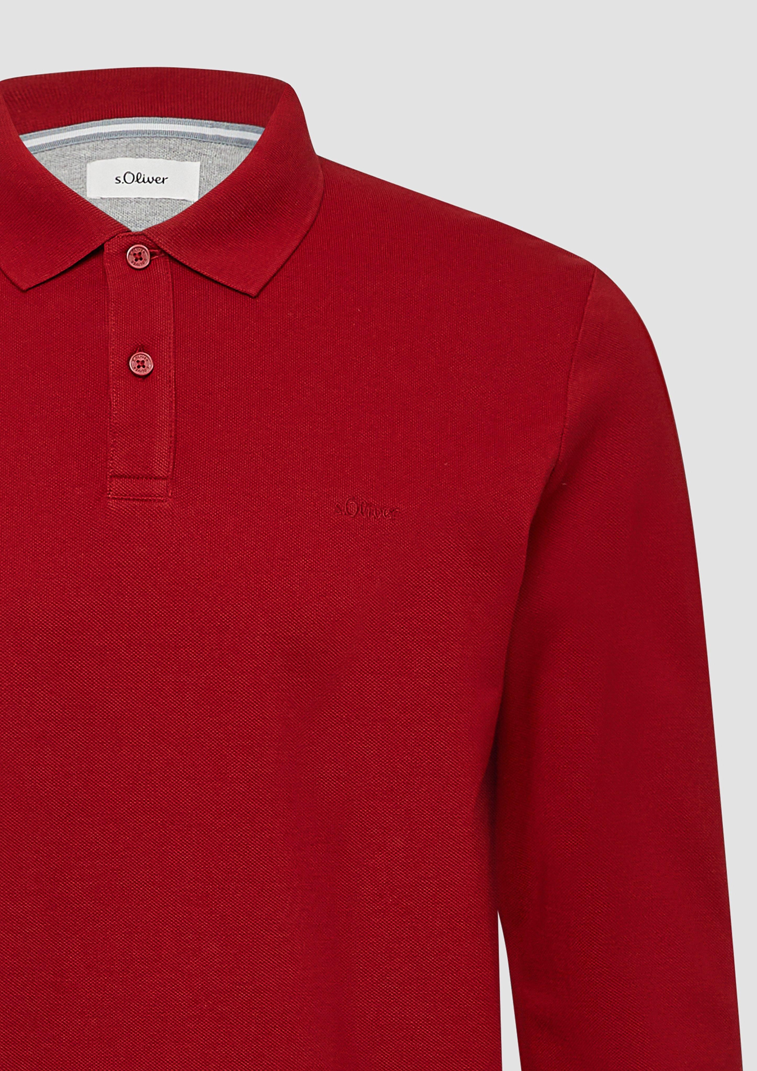s.Oliver Langarmshirt Poloshirt aus Baumwoll-Piqué günstig online kaufen