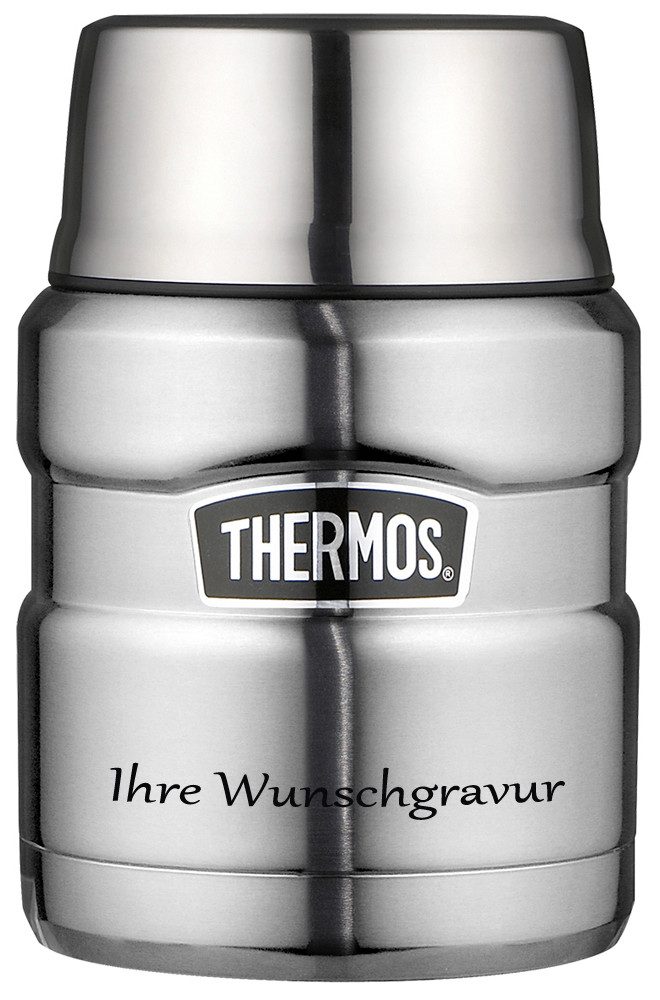 THERMOS Thermobehälter Essensbehälter 'King' silber, 470 ml, Edelstahl, Essensbehälter 'King' silber, mit persönlicher Wunschgravur