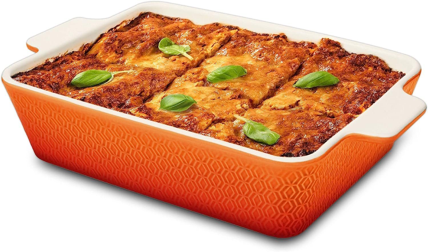 Praknu Auflaufform Auflaufform Groß aus Keramik - Extra Hoher Rand - Für Lasagne, – Für, Porzellan - Keramik, (1-St), Für 4 Personen Lasagne, Tiramisu & Auflauf - Hoher Rand - Rechteckig