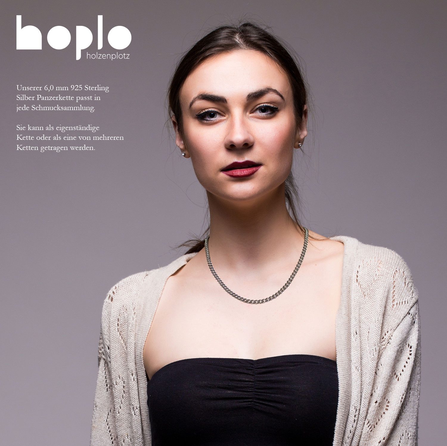 HOPLO Panzerkette Silberkette Panzerkette Länge 50cm - Breite 6,0mm - 925 S günstig online kaufen