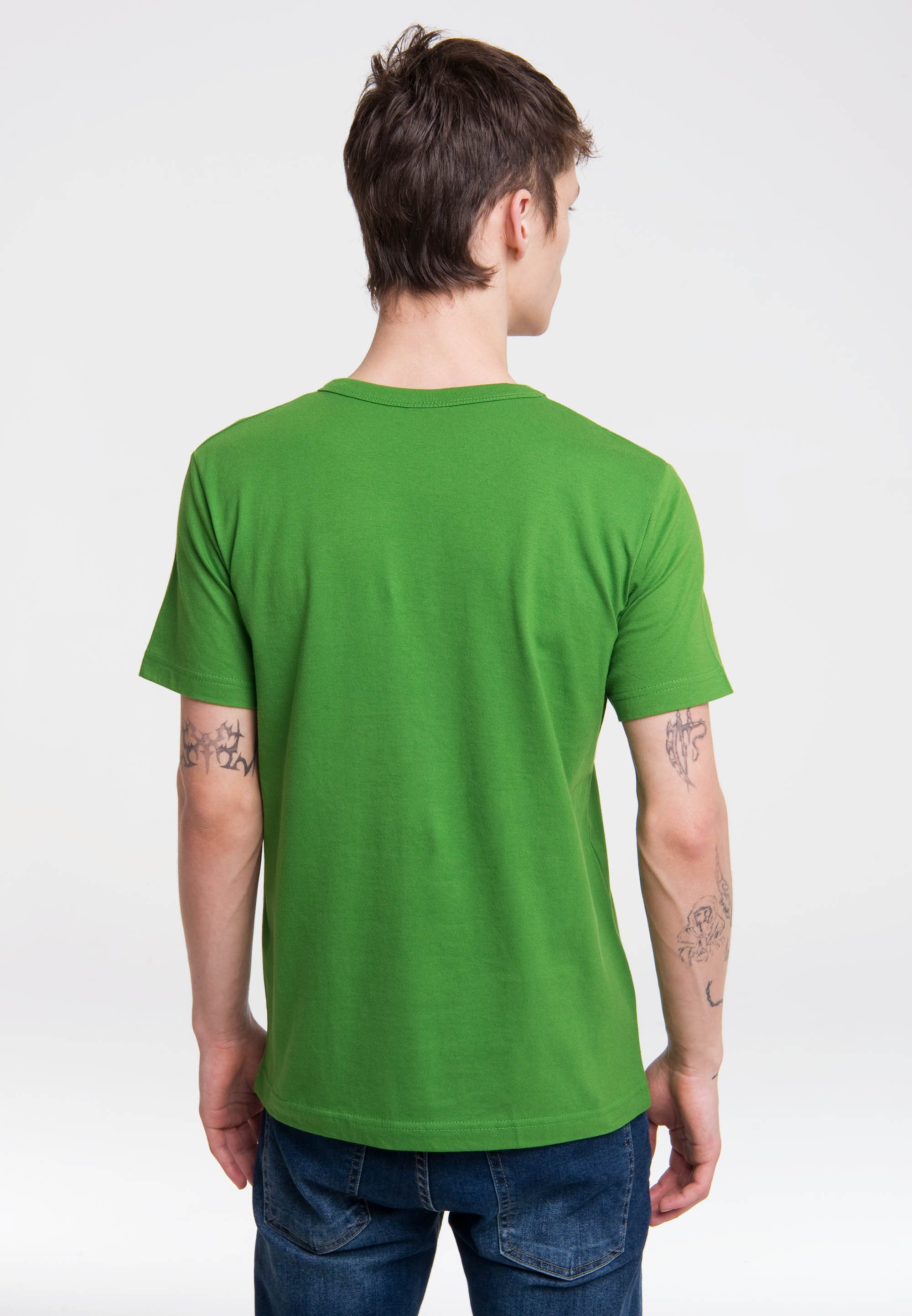 & olivgrün-grün LOGOSHIRT lizenziertem Sylvester T-Shirt mit Tweety Originaldesign