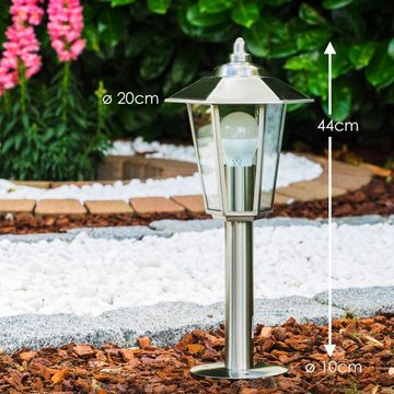 hofstein Pollerleuchte »Vado« Außenleuchte moderne aus Edelstahl und Echtglas-Scheiben, ohne Leuchtmittel, Wegeleuchte 44cm, Gartenlampe mit E27, Gartenbeleuchtung IP44