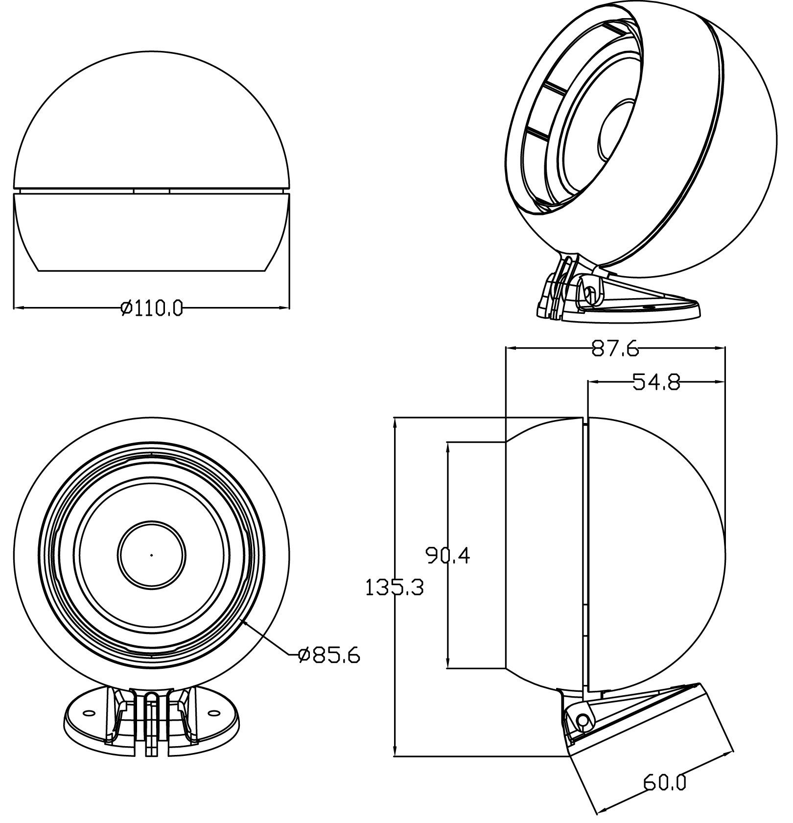 Blaupunkt Blaupunkt Kugellautsprecher 8,7 cm Breitbandlautsprecher (3.5) Auto-Lautsprecher