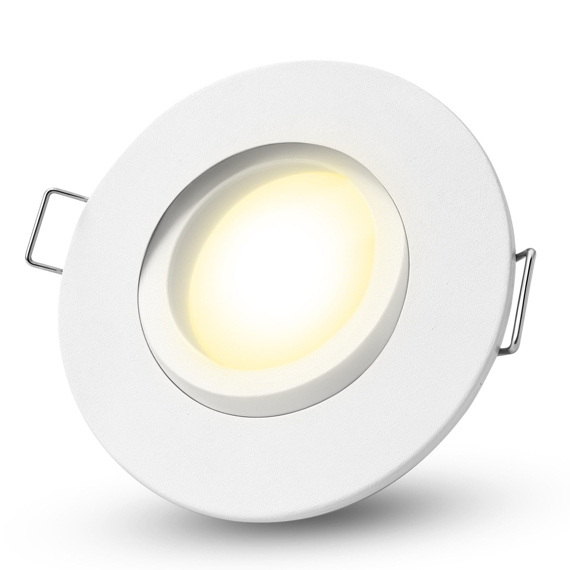 SSC-LUXon LED Außen-Deckenleuchte ORVIA Einbauspot Weiß schwenkbar IP65 Deckenlampe mit LED 2W warmweiß, Warmweiß
