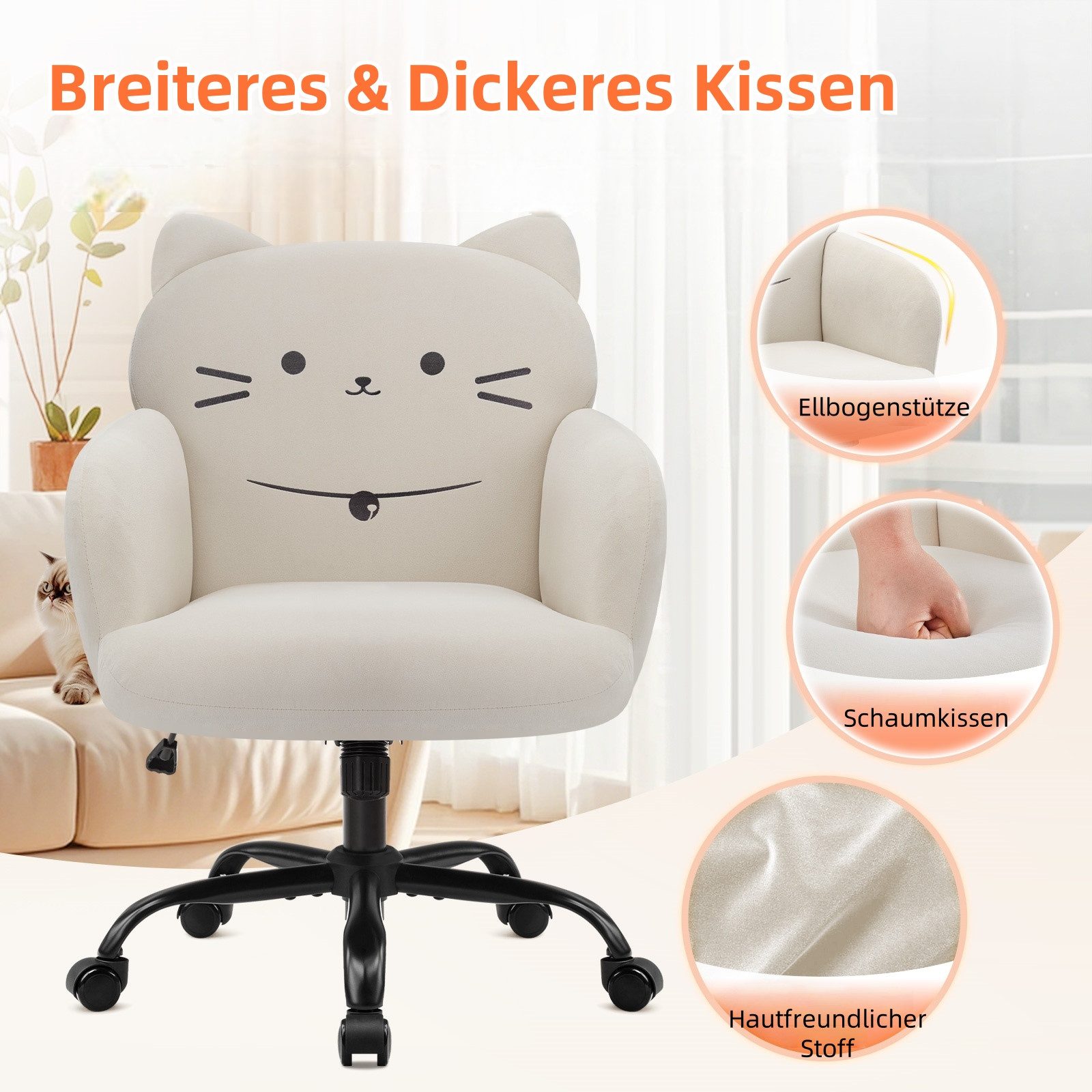 IWMH Drehstuhl Schreibtischstuhl mit Armlehnen, Höhenverstellbar Bürostuh m günstig online kaufen