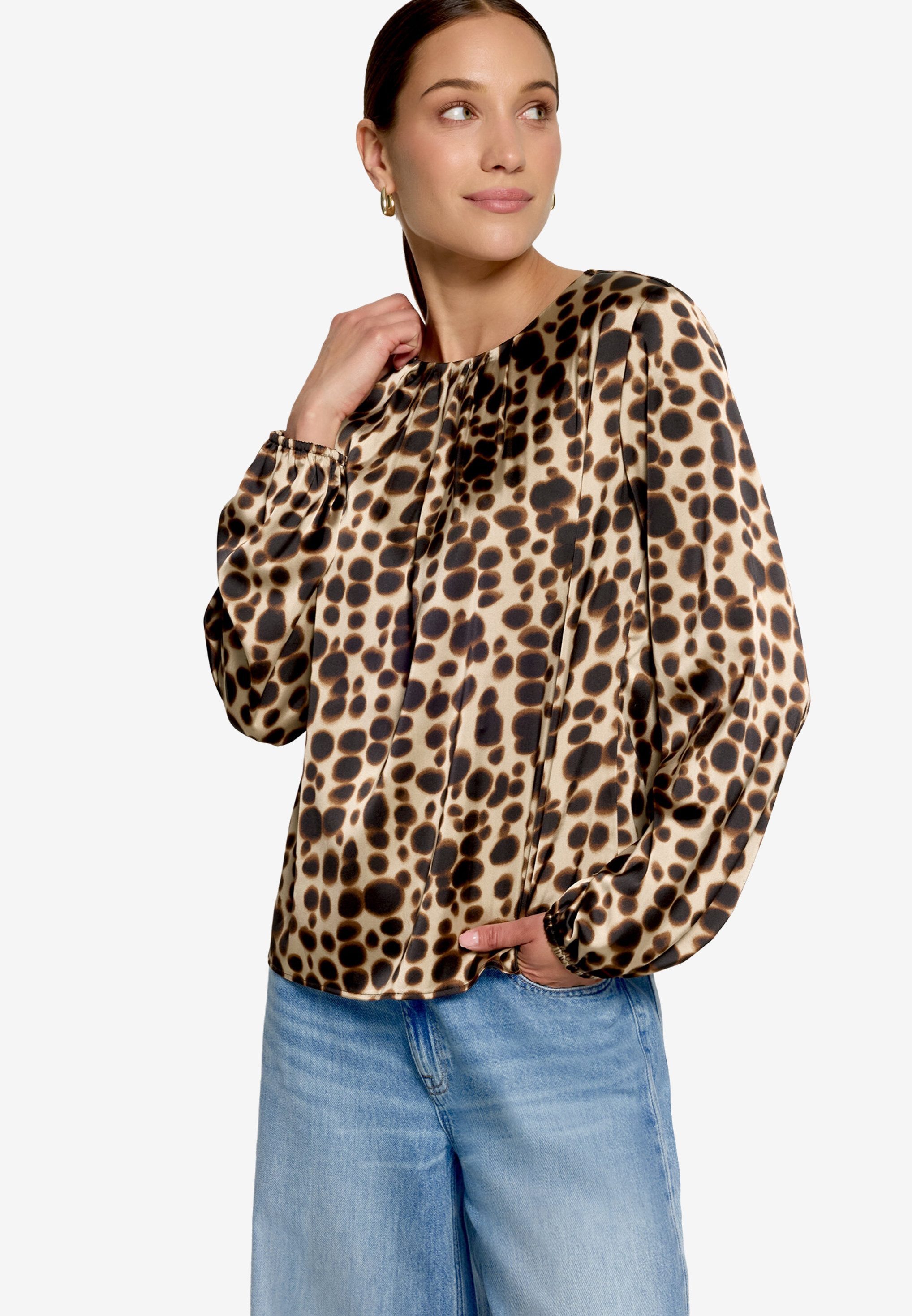 Zero Satinbluse mit Muster und Rundhalsausschnitt