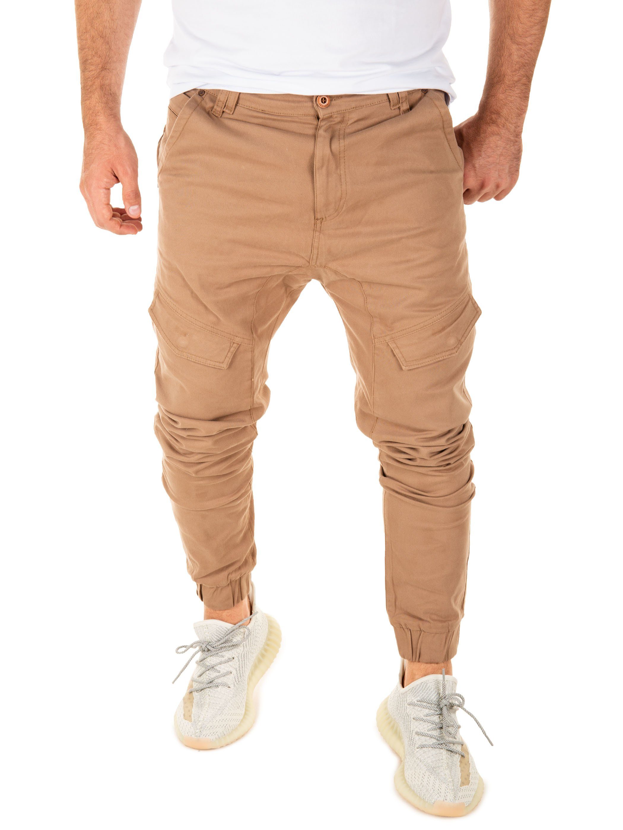 Yazubi Cargohose Chino Pants Draven moderne Herren Cargo Hose Braun (camel 3004)