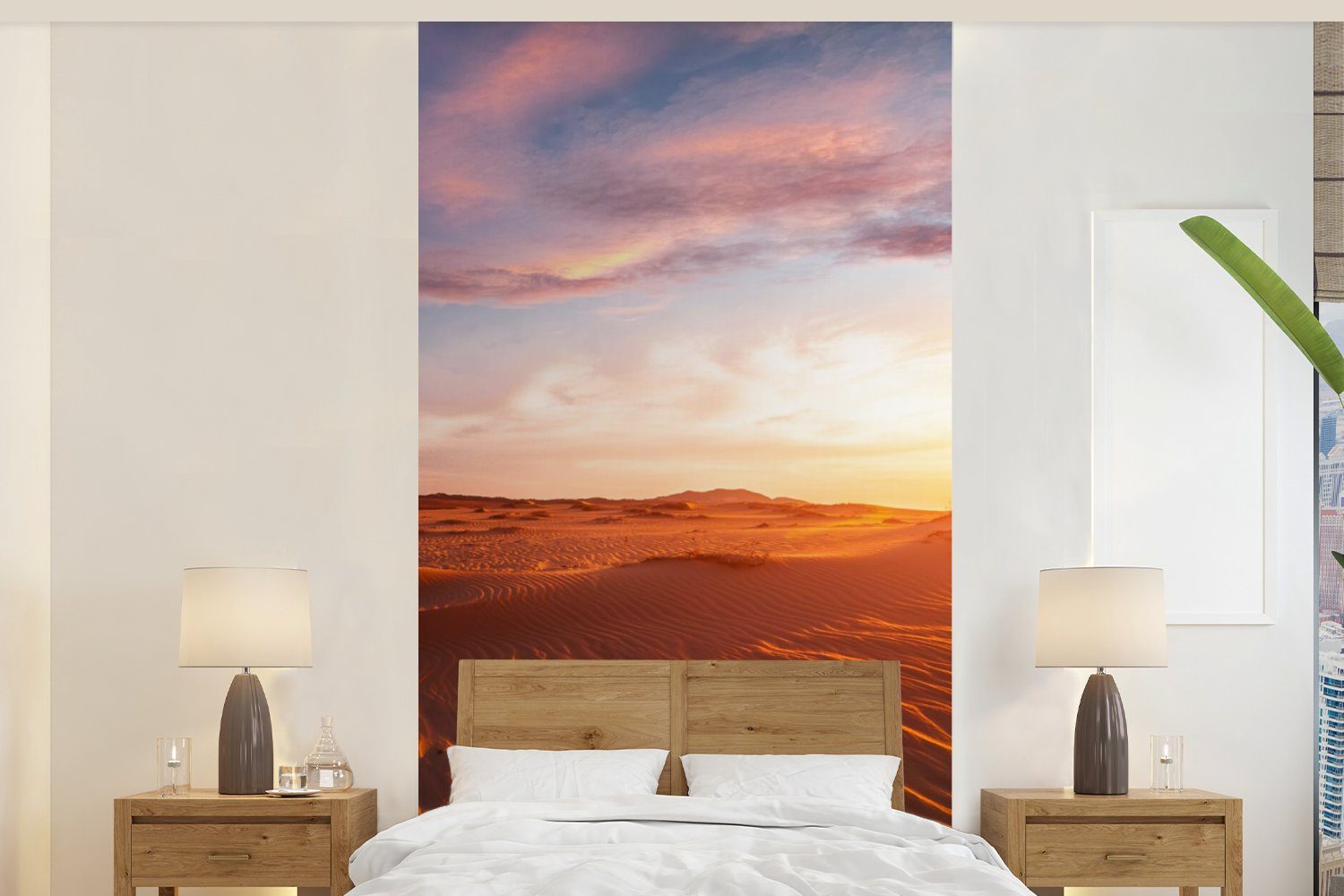 MuchoWow Fototapete Sand - Landschaft - Himmel - Wüste, Matt, bedruckt, (2 St), Vliestapete für Wohnzimmer Schlafzimmer Küche, Fototapete