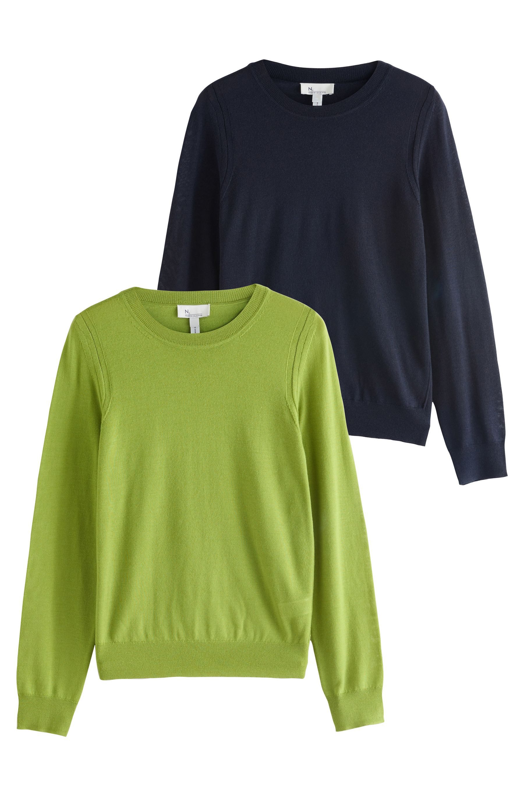 Rundhalspullover N. Premium Merino-Rundhalspullover, 2er-Pack
