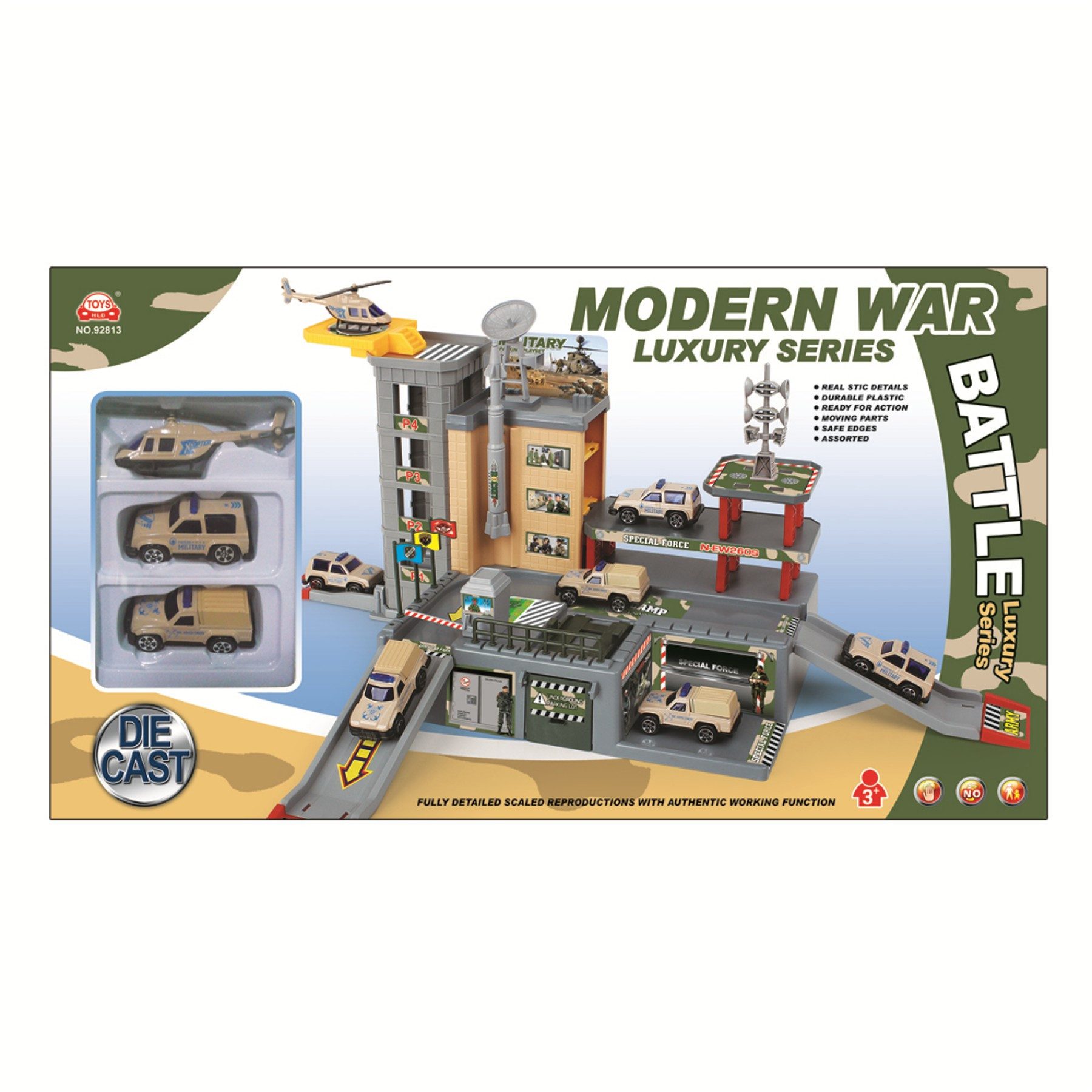 TikTakToo Spiel-Polizeistation Militärstation mit 2 Autos und einem Hubschr günstig online kaufen