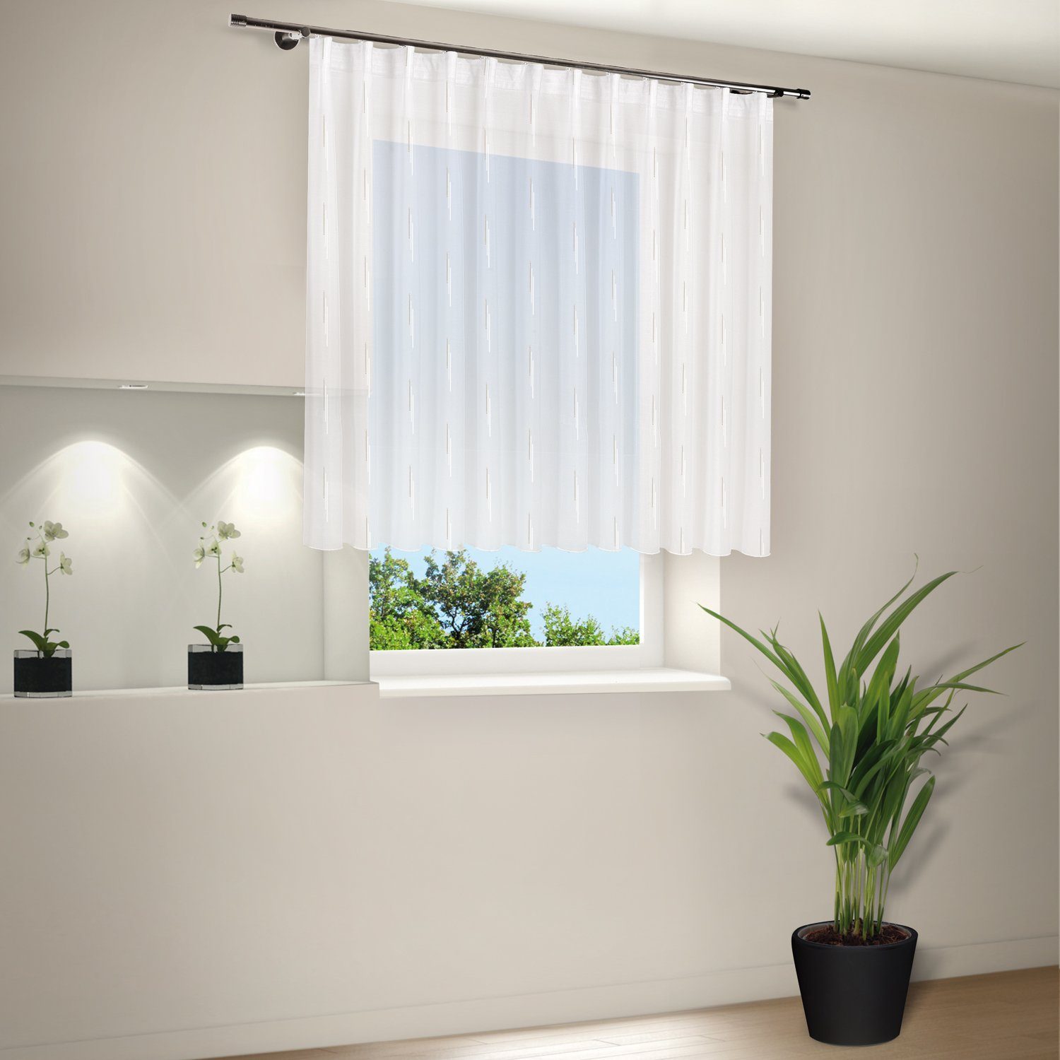 Gerster Gardine Gerster Store Monika mit Faltenband 200% Zugabe B, transparent