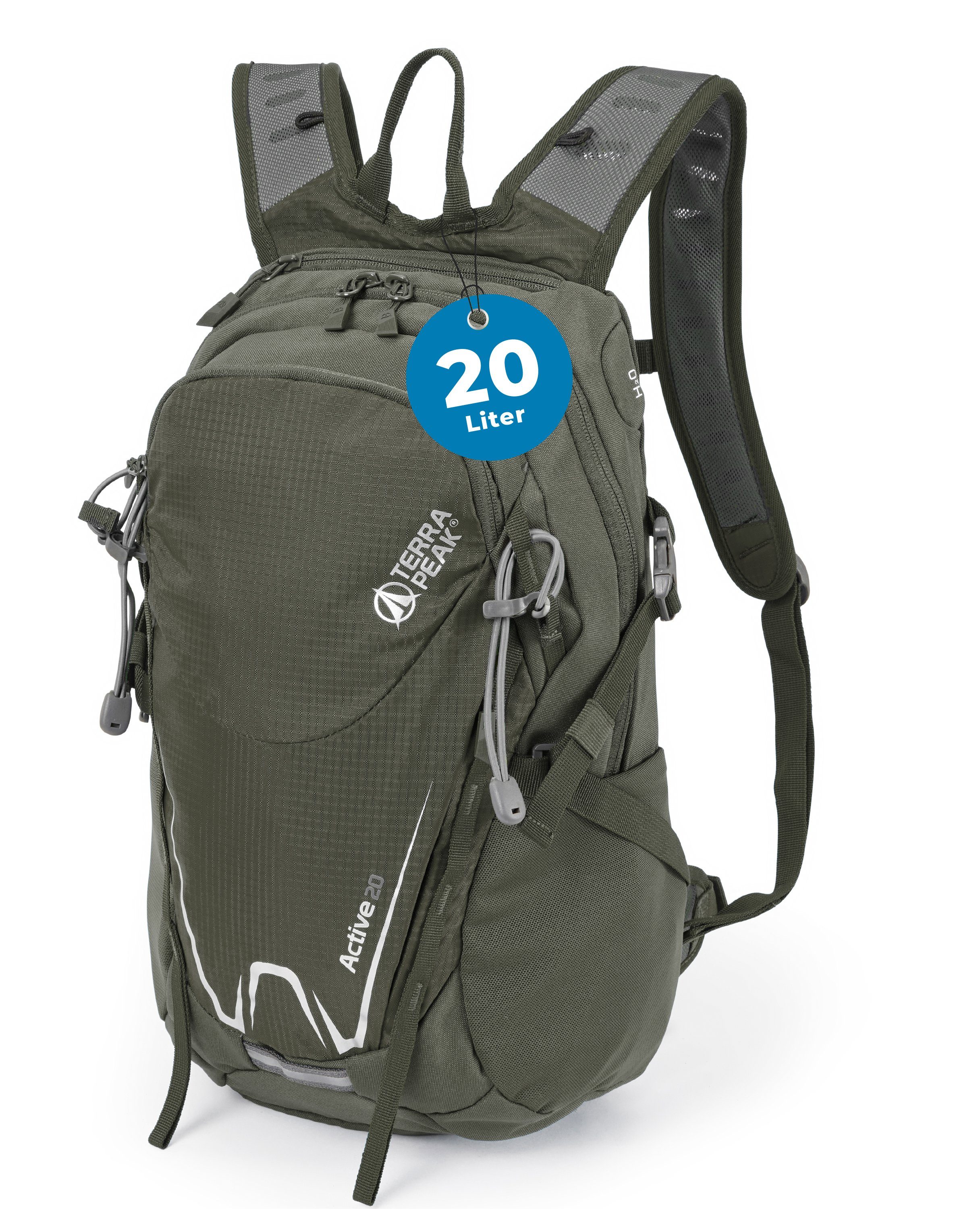 Terra Peak Sportrucksack Active 20, 20L klein mit YKK Reißverschluss Trekkingrucksack mit Hüftgurt Olivegrün | Daypacks