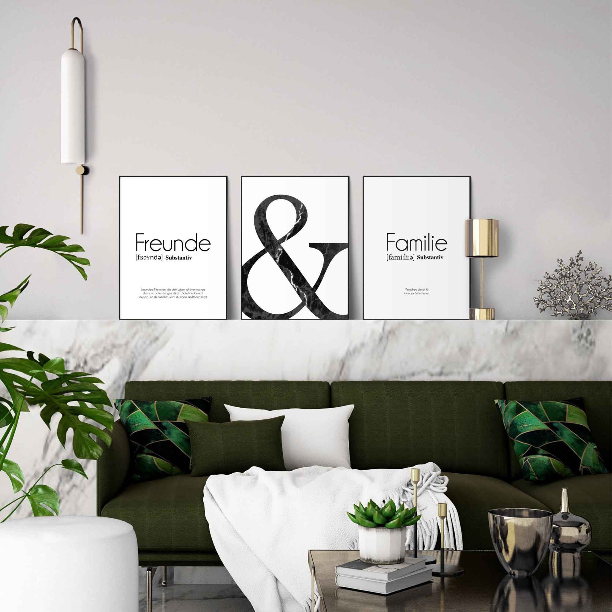 im Freundschaft - Familie (Set, 3 Modern - Stylisch, & Poster Reinders! Holzrahmen St),