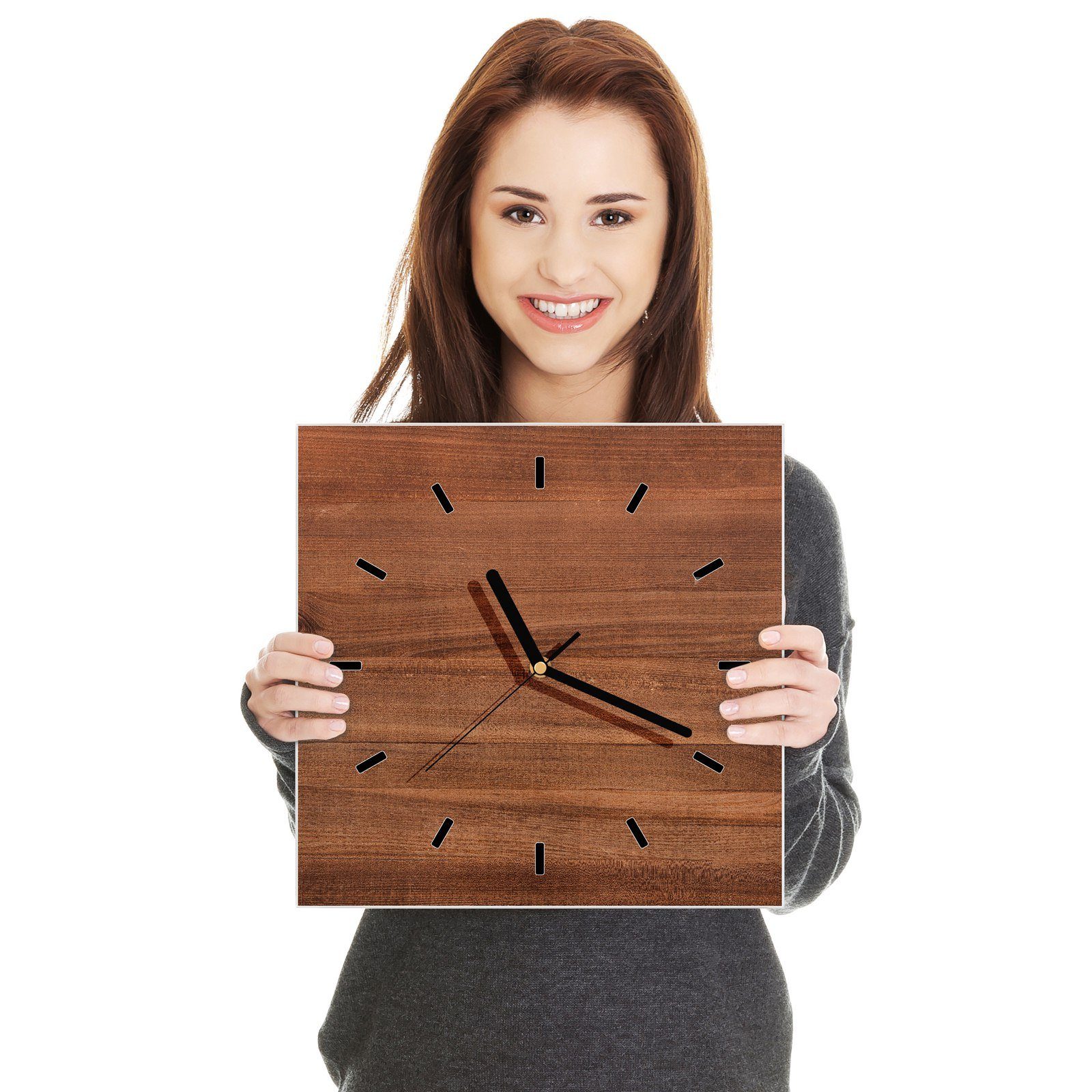 Größe x mit Holzplatte Wanduhr Wandkunst Wanduhr 30 Motiv cm Glasuhr 30 Primedeco