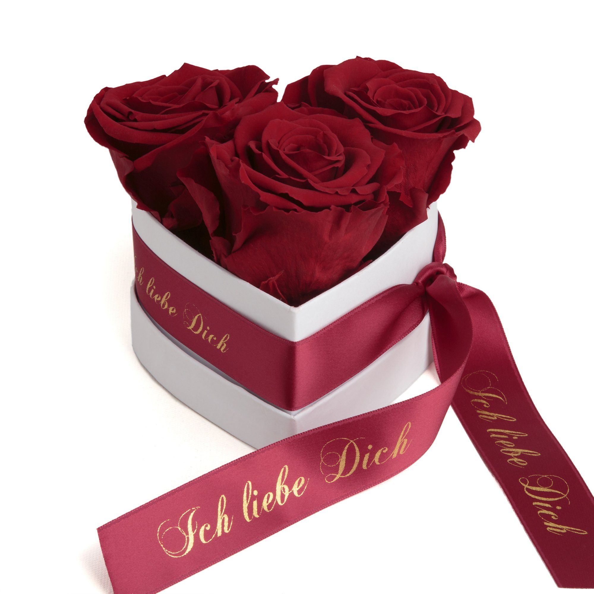 LUXUS Herz Rosen Box konservierte echte Rose MIT GRAVUR Valentinstag Geschenk 
