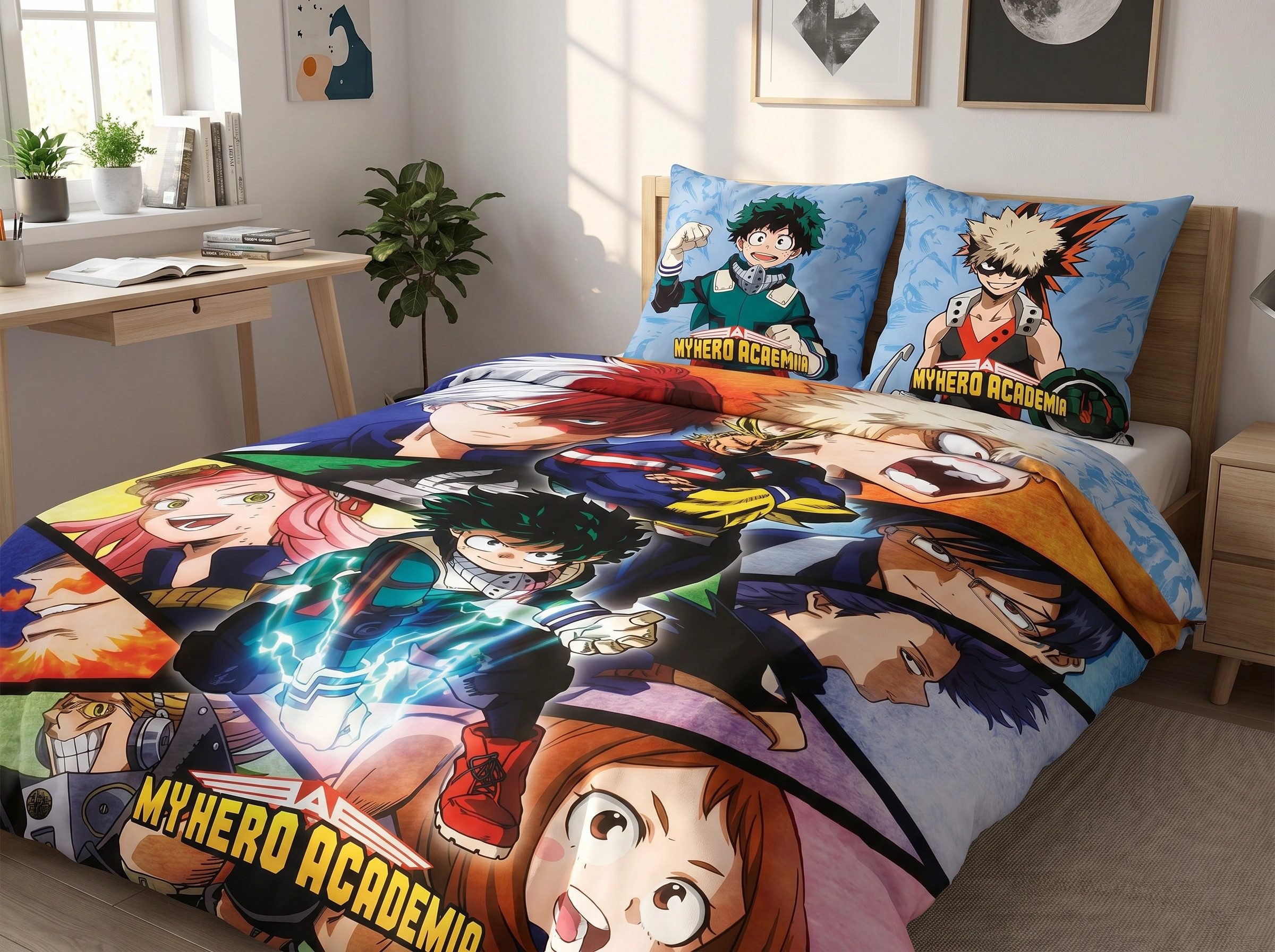 MY HERO ACADEMIA Bettwäsche My Hero Academia Anime Kinderbettwäsche Set, Mikrofaser, Deckenbezug 135-140x200 cm, Kissenbezug 63x63 cm