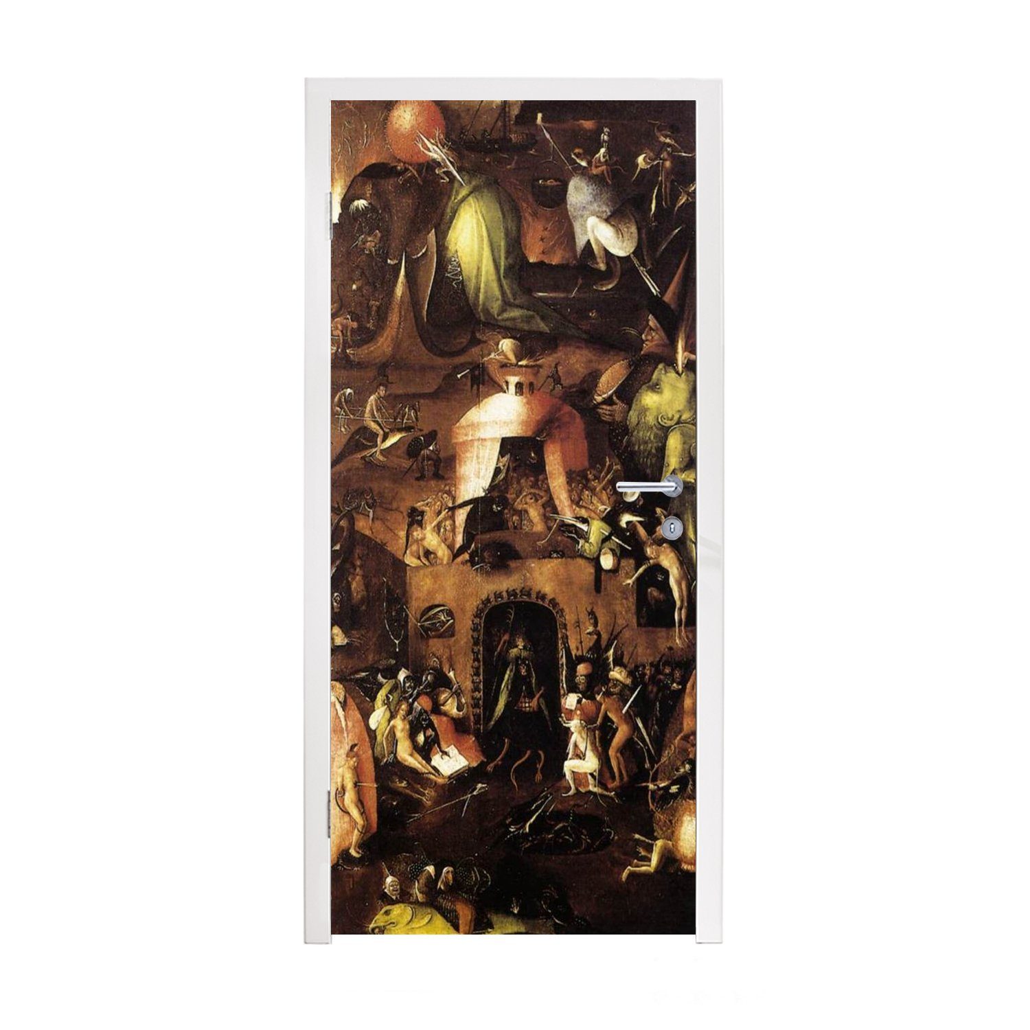 MuchoWow Türtapete Hölle, rechter innerer Flügel des Triptychons des Jüngsten Gerichts -, Matt, bedruckt, (1 St), Fototapete für Tür, Türaufkleber, 75x205 cm