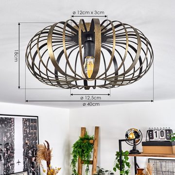 hofstein Deckenleuchte »Aidone« Deckenlampe aus Metall in Schwarz/Gold-antik, ohne Leuchtmittel, mit Gitterschirm, Ø40cm, E27, Moderne Leuchte mit Lichtspiel