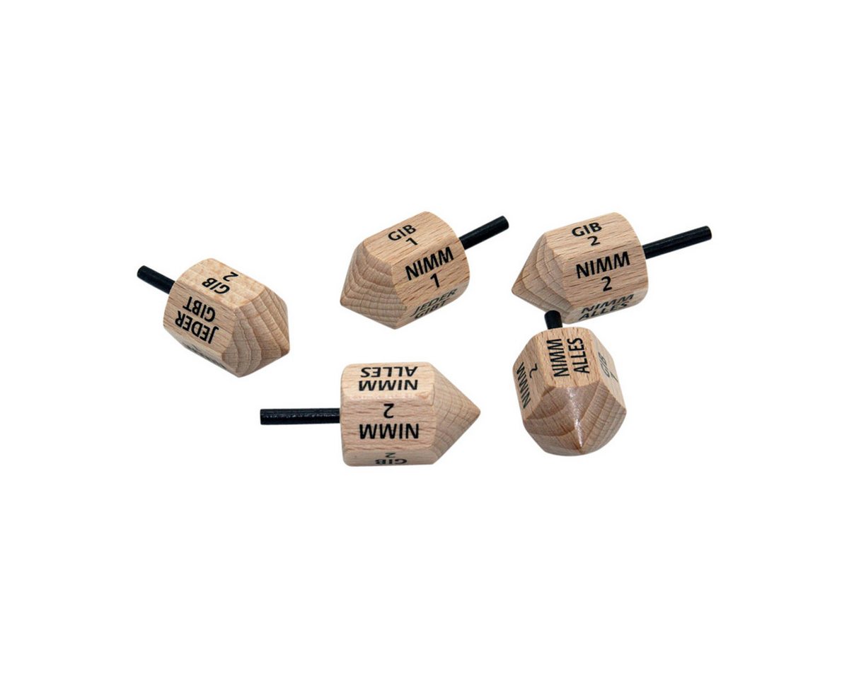 GICO Spielesammlung Nimm- Gib Spiel - Kreisel aus Holz - 5 Stück 6401