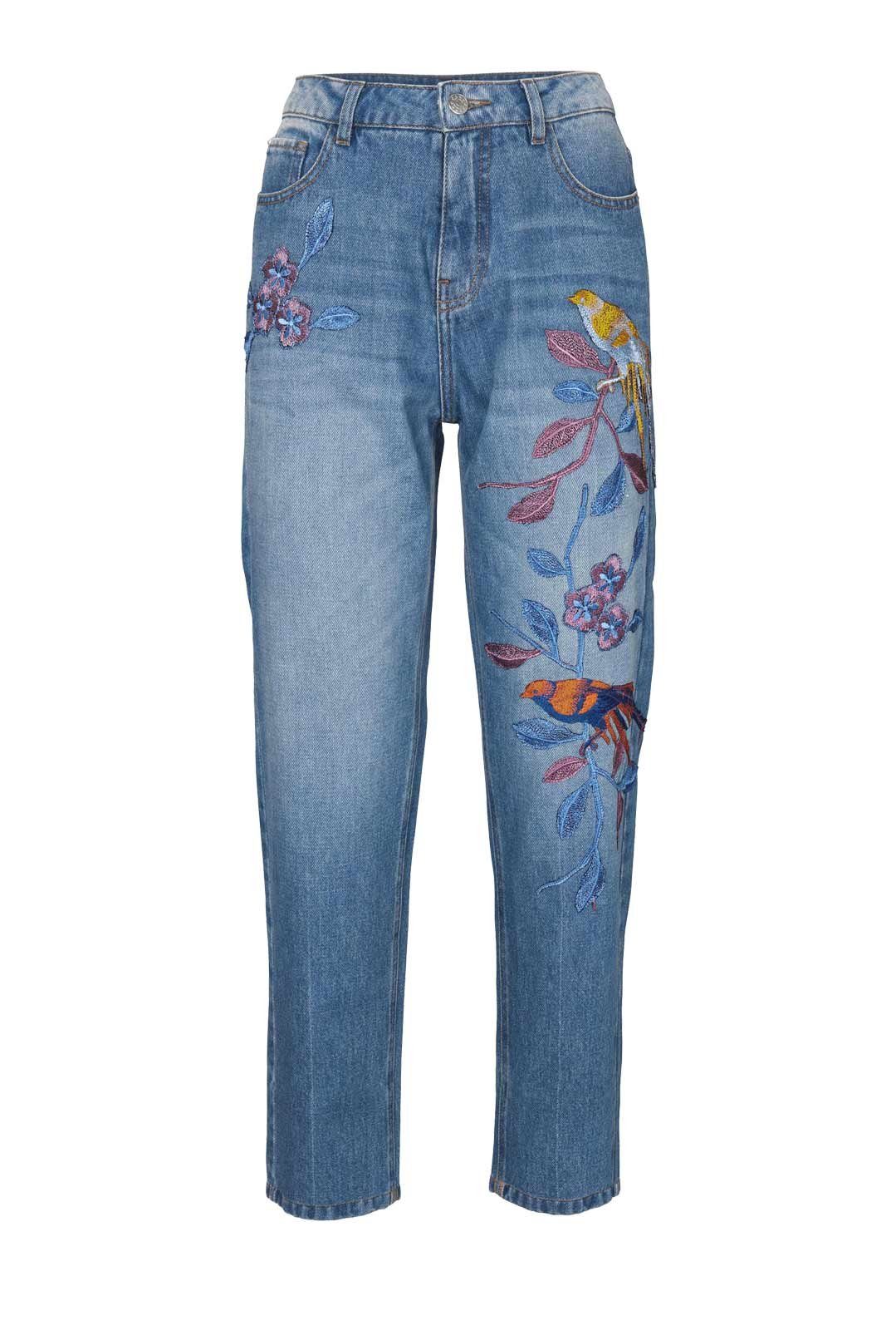 Heine Slim-fit-Jeans »Heine - Best Connections Damen Slim-Fit-Jeans mit  Stickerei, blau« online kaufen | OTTO