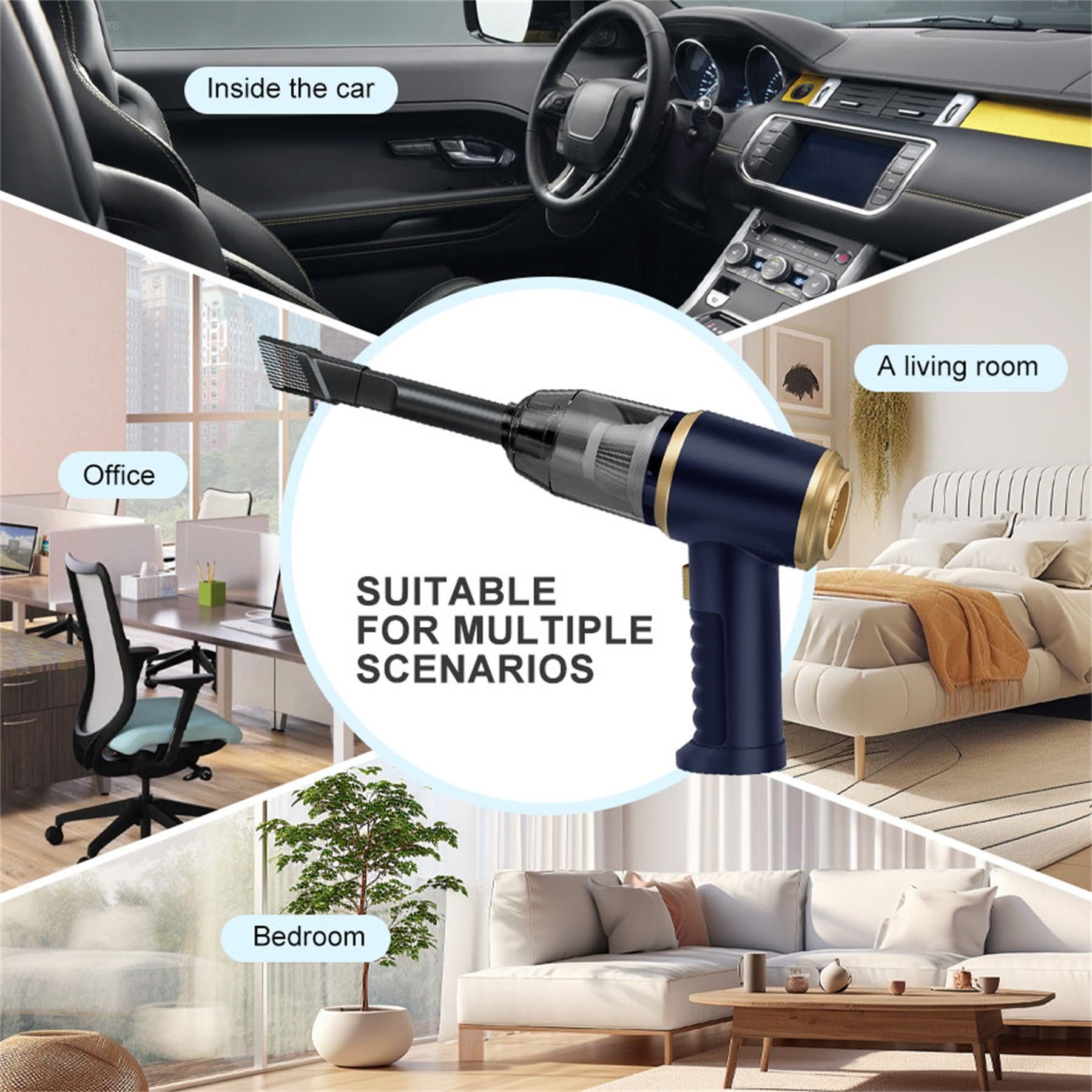 Fine Life Pro Akku-Handstaubsauger 15000Pa USB aufladbar Mini Staubsauger, 80 W, Nass & Trocken Handsauger, für den Auto, Haus, Küche, Tierhaare