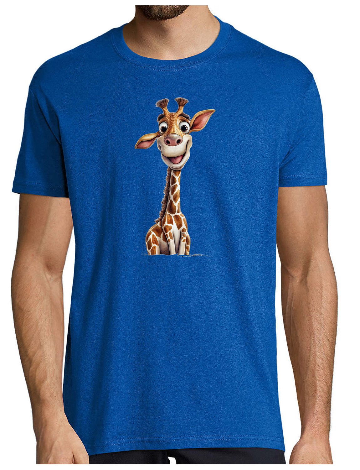 T-Shirt Herren Print Shirt - Cartoon Giraffe Brustprint