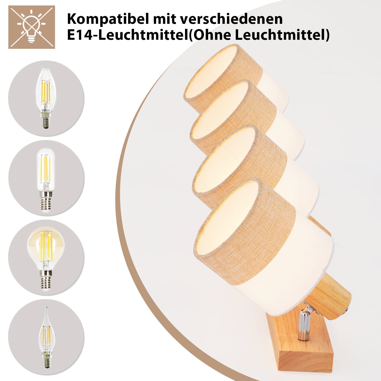 Nettlife Deckenstrahler Wohnzimmer Holz 1/2/3/4 Flammig E14 Vintage Deckenl günstig online kaufen