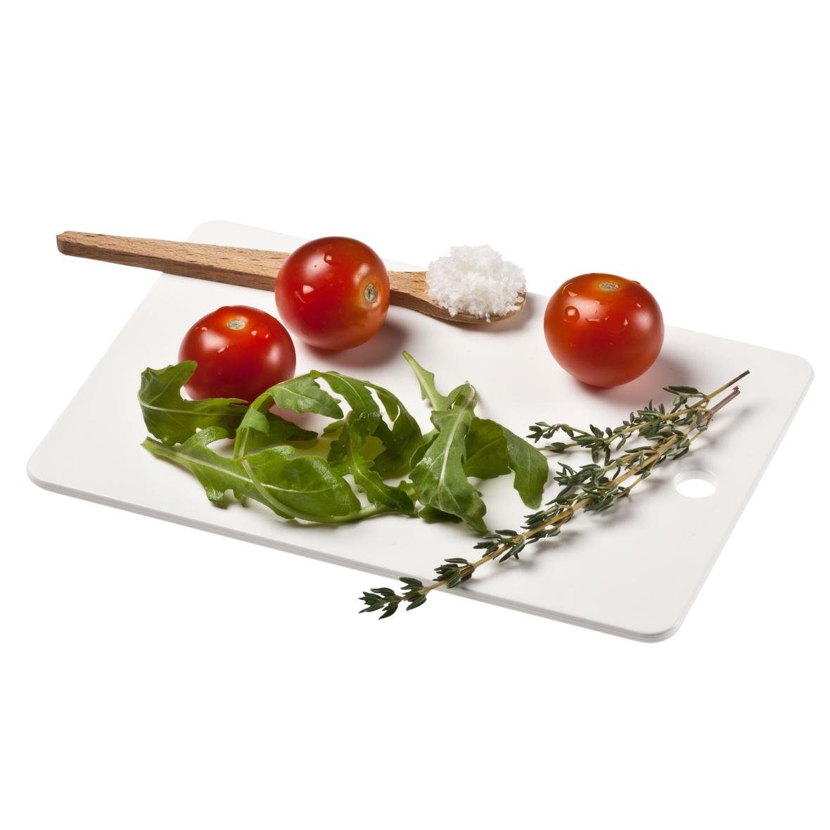 elasto Schneidebrett Tranchierbrett in weiß robustes Frühstücksbrettchen, Küchenzubehör, Frühstücksbrettchen, Küchenbrett, cutting board, Brett