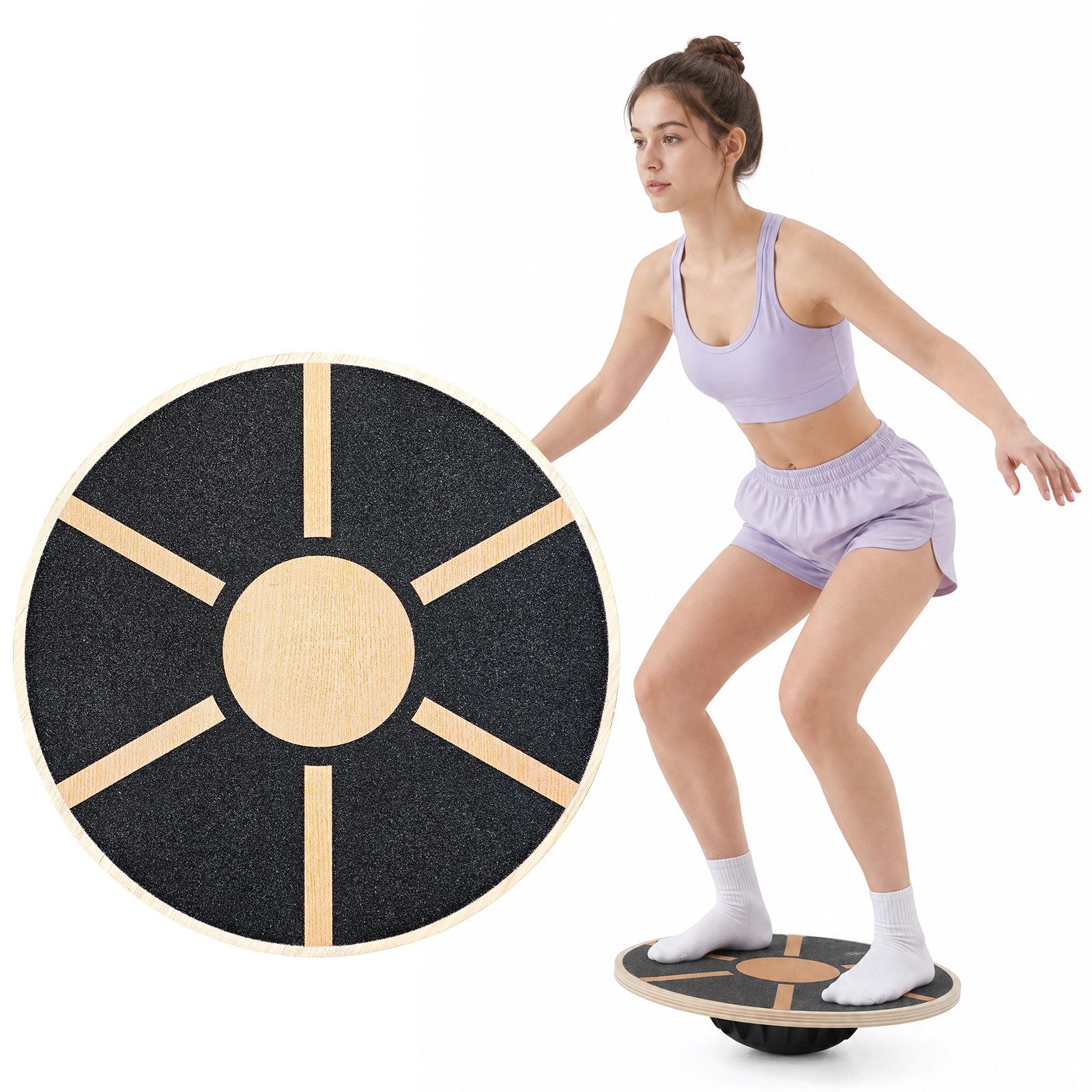 ANYLIFE Balanceboard Aus Sperrholz gefertigtes Balanceboard mit rutschfestem Belag, trainiert Gleichgewicht, Koordination und Rumpfmuskulatur