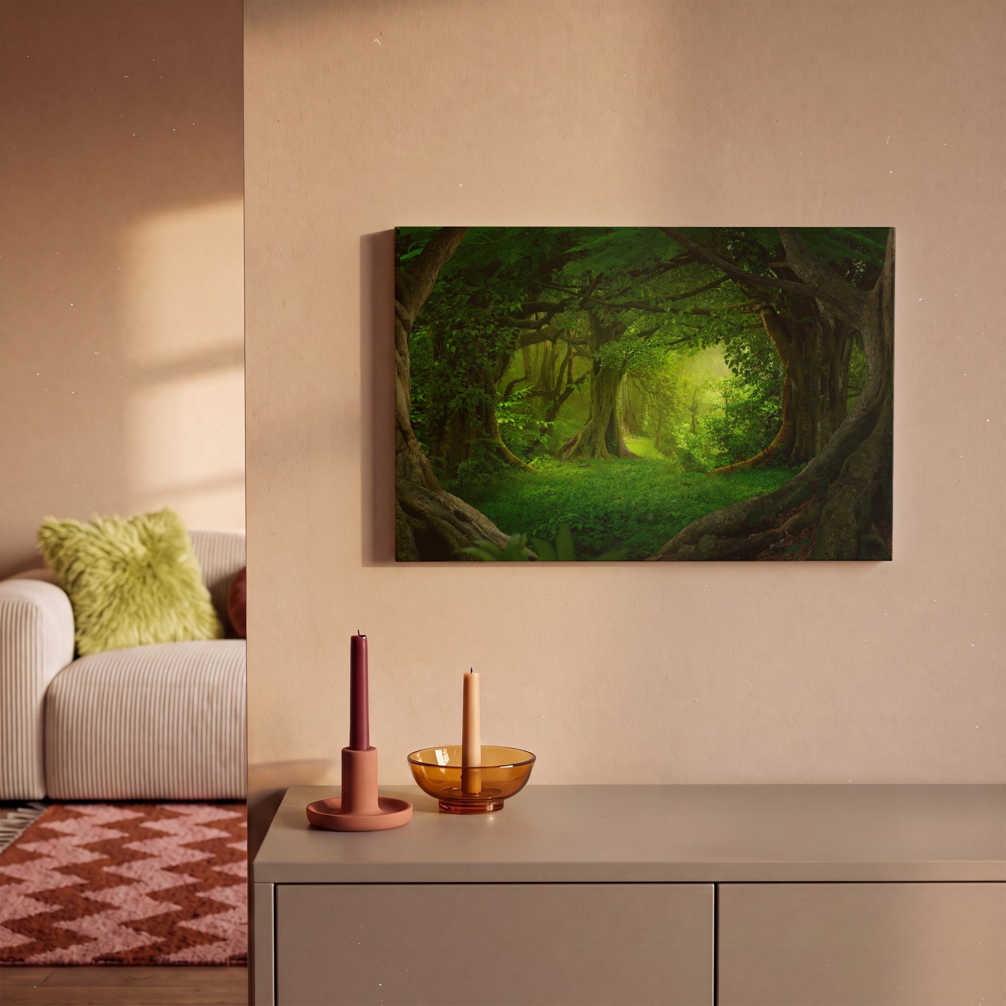 OneMillionCanvasses® Leinwandbild Bäume - Wald - Grün - Landschaft - Natur, Fotodruck (1 St), Leinwand Canvas Wandbild, Wanddekoration 20x30 cm – Bild 2 von 5