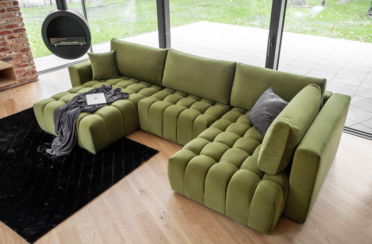 WOHNKLUSIV Wohnlandschaft Wohnlandschaft Vicenza mit Schlaffunktion, Bettkasten und Kissen, Schlaffunktion