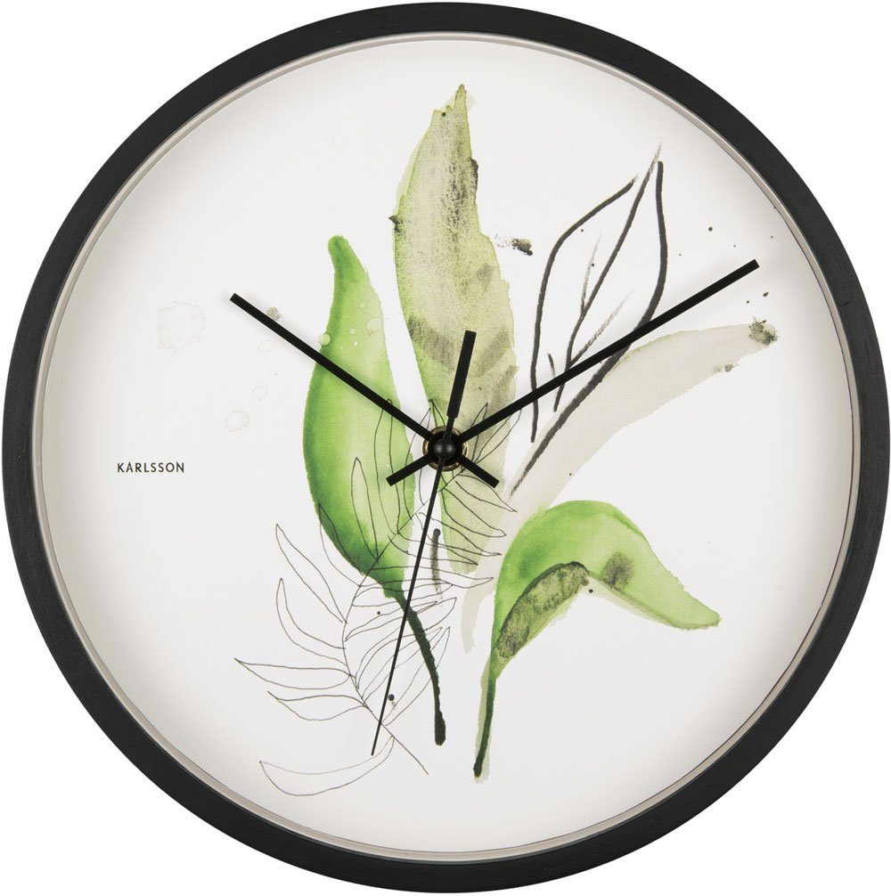 Karlsson Wanduhr Botanical Leaves Wanduhr, weiß, Durchmesser 26 cm - Karlsson