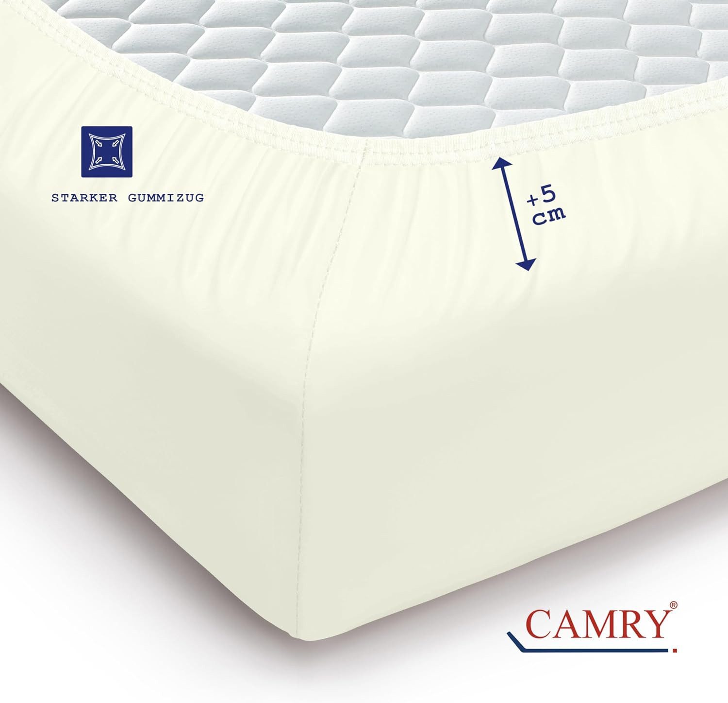 Camry Spannbettlaken CLASSIC Jersey 100% Baumwolle Spannbetttuch atmungsaktiv Gummizug, Jersey Baumwolle, Gummizug: rundum, 100% Baumwolle, alle Matratzenhöhen, – Bild 4 von 5